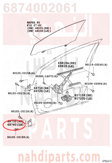 6874002061,HINGE ASSY, FRONT DOOR, LOWER LH,HINGE   الباب الأمامي، وانخفاض LH