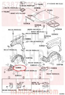 538750K120,SHIELD SUB-ASSY, FRONT FENDER SPLASH, RH,بطانة رفرف أمامي يمين