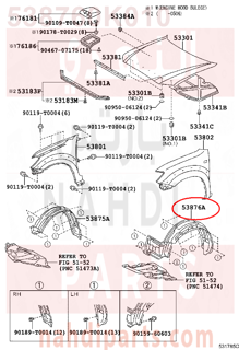 538760K010,LINER, FRONT FENDER, LH,بطانة رفرف أمامي يسار