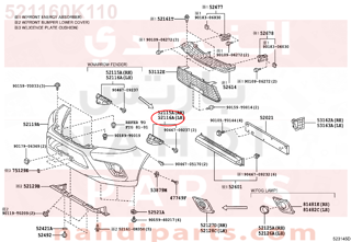 521160K110,SUPPORT, FRONT BUMPER SIDE, LH,قاعدة صدام امامي يسار