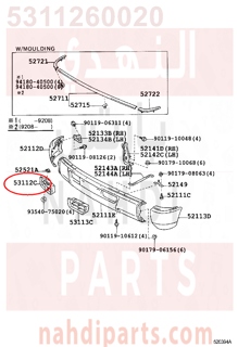 5311260020,GRILLE, RADIATOR, LOWER RH,شبك 