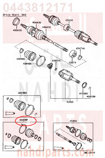 0443812171,BOOT KIT, FRONT DRIVE SHAFT, IN & OUTBOARD, RH,جلود عكوس أمامي داخلي و خارجي - يمين - طقم