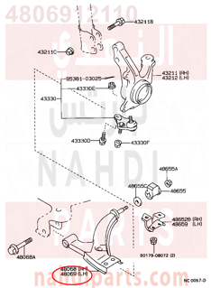 4806912110,ARM SUB-ASSY, FRONT SUSPENSION, LOWER NO.1 LH,مقص  امامى تحت يسار 