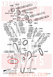 135400P020,TENSIONER ASSY, CHAIN, NO.1,شداد جنزيز مكينه - بلف شداد جنزير