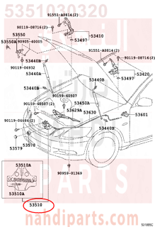 5351030320,LOCK ASSY, HOOD,قفل كبوت 