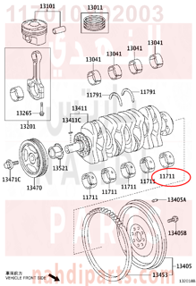 117010Y02003,BEARING, CRANKSHAFT,سبيكة مكينة 