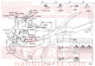 8533047010,MOTOR AND PUMP ASSY, WINDSHIELD WASHER,دينمو ماء مساحات 