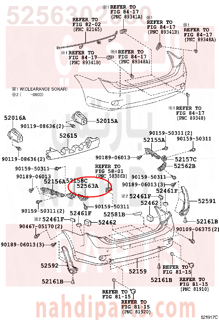 5256302080,RETAINER, REAR BUMPER, UPPER LH,قاعدة صدام خلفي يسار