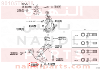 90105T0388,BOLT (FOR FRONT LOWER BALL JOINT RH),مسمار