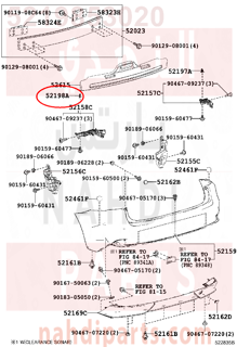 5219853020,BRACKET, REAR BUMPER SEAL, LH,قاعدة صدام خلفي يسار  