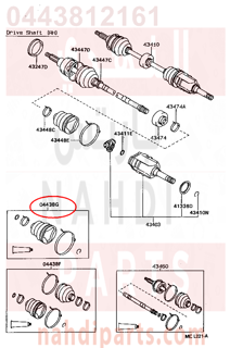 0443812161,BOOT KIT, FRONT DRIVE SHAFT INBOARD JOINT, RH,جلود عكس داخلى  امامى