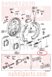 0490612030,CUP KIT, REAR WHEEL CYLINDER,اصلاح فرامل خلفى  