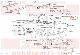 5257533130,RETAINER, REAR BUMPER SIDE, RH,قاعدة صدام