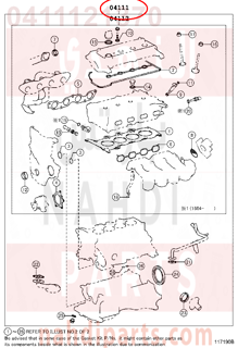 0411121370,GASKET KIT, ENGINE OVERHAUL,طقم وجيه 
