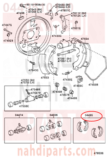 0449510110,SHOE KIT, RR DRUM BR,هلال قماش خلفي داخل الهوب