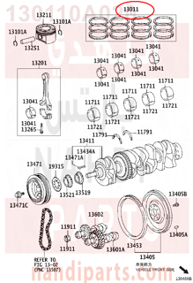 130110A020,RING SET, PISTON,شنبر بستم - شنابر مقاس ستاندر