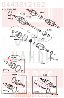 0443812162,BOOT KIT, FRONT DRIVE SHAFT INBOARD JOINT, RH,جلود عكس  امامى