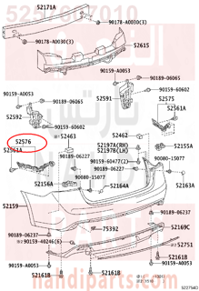 5257607010,RETAINER, REAR BUMPER SIDE, LH,وصلة قاعدة 