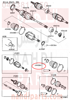 0443812050,BOOT KIT, FRONT DRIVE SHAFT INBOARD JOINT,جلود عكس داخلى  امامى