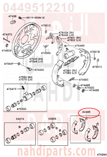 0449512210,SHOE KIT, RR DRUM BR,هلال قماش خلفي داخل الهوب