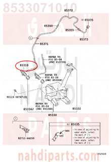 8533071010,MOTOR AND PUMP ASSY, WINDSHIELD WASHER,دينمو ماء مساحات 