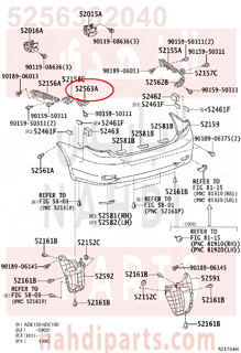 5256302040,RETAINER, REAR BUMPER, UPPER LH,قاعدة صدام خلفي يسار