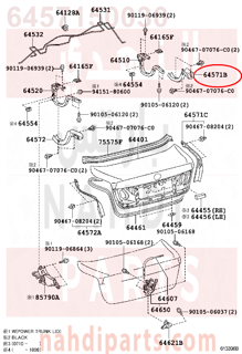 6457150030,COVER, LUGGAGE COMPARTMENT DOOR HINGE, RH,تغطية، LUGGAGE COMPARTMENT الباب المفصلي، RH