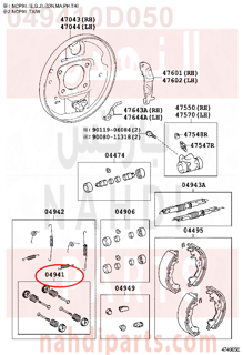 049410D050,SPRING KIT, REAR BRAKE SHOE HOLD DOWN,سست الفرامل الخلفى 