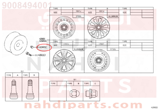 9008494001,NUT, HUB (FOR AXLE),صاموله كفر 