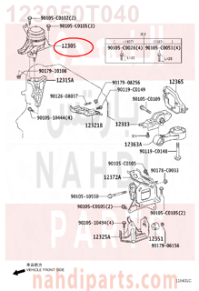 123050T040,INSULATOR SUB-ASSY, ENGINE MOUNTING, RH,كرسي مكينة علوي