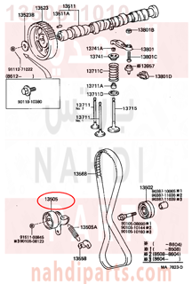 1350511010,IDLER SUB-ASSY, TIMING BELT, NO.1,جنزير 