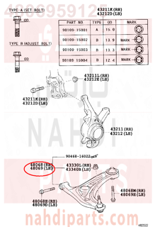 4806959125,ARM SUB-ASSY, FRONT SUSPENSION, LOWER NO.1 LH,مقص  امامى تحت يسار 