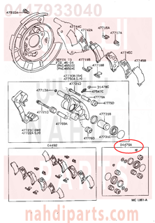 0447933040,CYLINDER KIT, DISC BRAKE, REAR,اصلاح بستم فرامل 