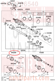 0442706540,BOOT KIT, FRONT DRIVE SHAFT, IN & OUTBOARD, RH,جلود عكوس أمامي داخلي و خارجي - يمين - طقم