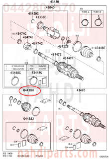 0442806570,BOOT KIT, FRONT DRIVE SHAFT, IN & OUTBOARD, LH,جلود عكوس داخلي و خارجي - يسار - طقم