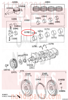 1170422011,BEARING SET, CRANKSHAFT,سبيكة مكينة 