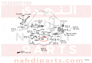 162640D160,HOSE, WATER BY-PASS, NO.2,خرطوم المبرد  الرديتر 