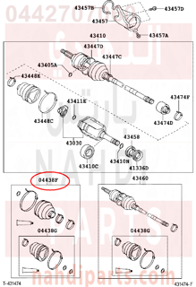 0442707060,BOOT KIT, FRONT DRIVE SHAFT, IN & OUTBOARD, RH,جلود عكوس أمامي داخلي و خارجي - يمين - طقم