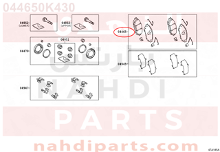 044650K430,BRAKE PADS,قماش فرامل أمامي