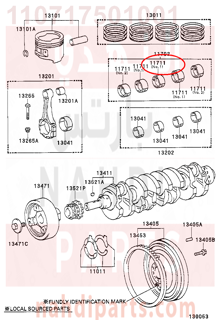 110717501001,BEARING, CRANKSHAFT,سبيكة مكينة 