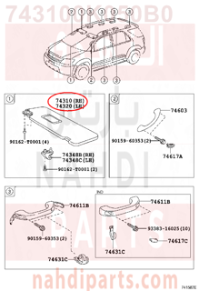 743100K050B0,VISOR ASSY, RH,شماسه أماميه يمين 