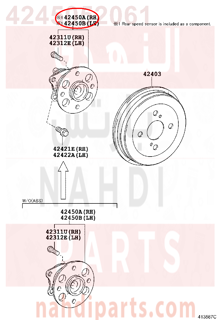 4245052061,HUB & BEARING ASSY, REAR AXLE, RH,فلنجة خلفيه يمين مع الرمان ,والحساس 