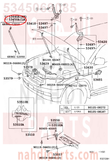 5345069085,SUPPORT ASSY, HOOD, LH,مساعد كبوت 