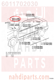 6011702030,COVER SUB-ASSY, FRONT PILLAR, UPR RH,غطاء 