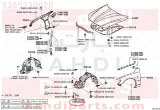 5385230020,PAD, FRONT WHEEL OPENING EXTENSION, LH,بلاستيك تثبيت 