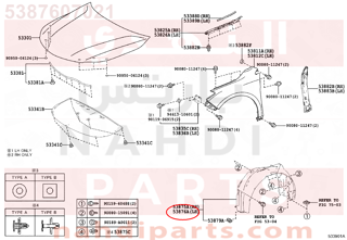 5387607021,LINER, FRONT FENDER, LH,بطانة رفرف أمامي يسار