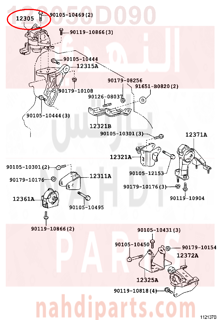 123050D090,INSULATOR SUB-ASSY, ENGINE MOUNTING, RH,كرسي مكينة علوي