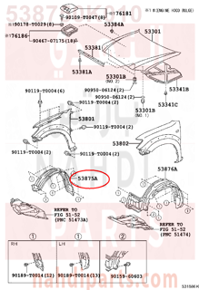 538750K010,LINER, FRONT FENDER, RH,بطانة رفرف أمامي يمين