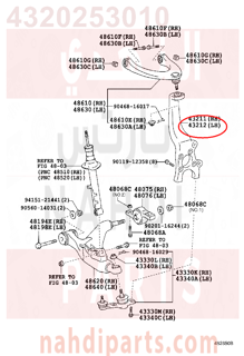 4320253010,KNUCKLE, STEERING, يسار  ,قاعدة فلنجة مع المساعد والهوب يسار