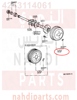 4243114061,DRUM SUB-ASSY, REAR BRAKE,هوب كفر خلفي - نظام هلال